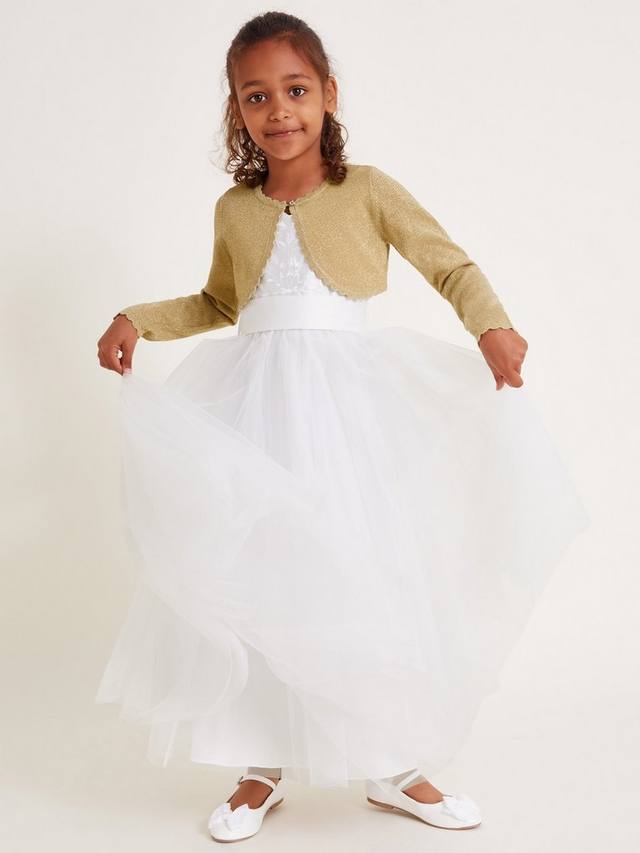 

Детский кардиган Niamh с металлизированным ажурным краем Monsoon, Gold