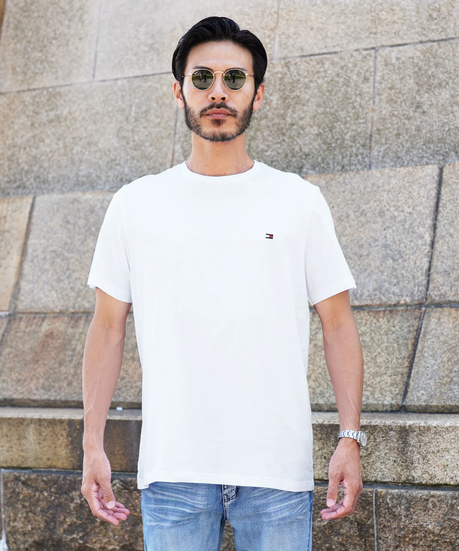 Мужская футболка Tommy Hilfiger Basic Cotton Core Flag темно-синяя — фото 2