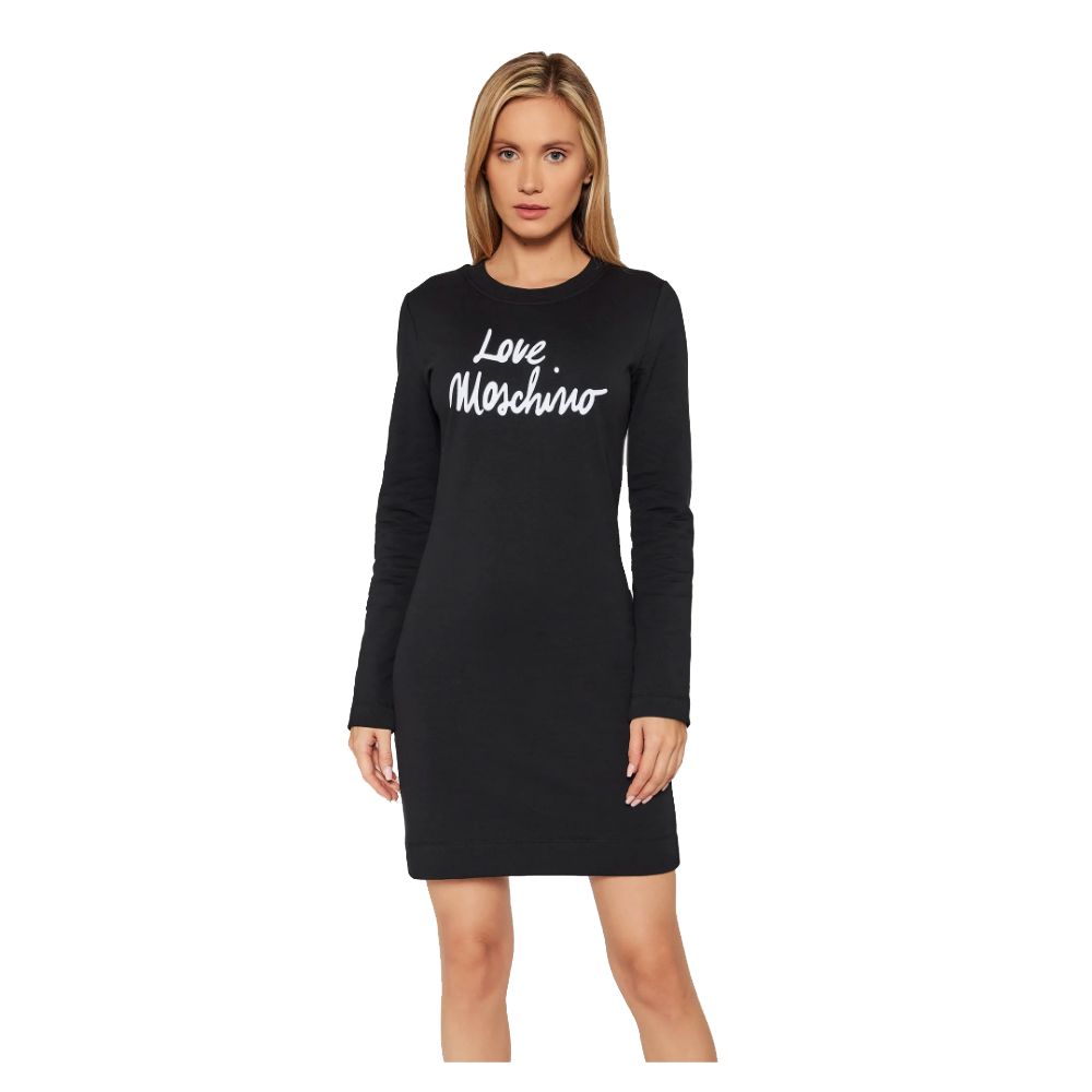 

Шикарное платье из хлопковой смеси с тисненым логотипом LOVE MOSCHINO, черный