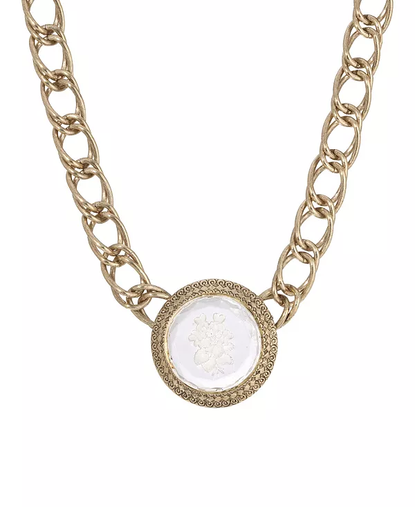 

Цепочка-Подвеска с инталией золотистого тона 2028, yellow