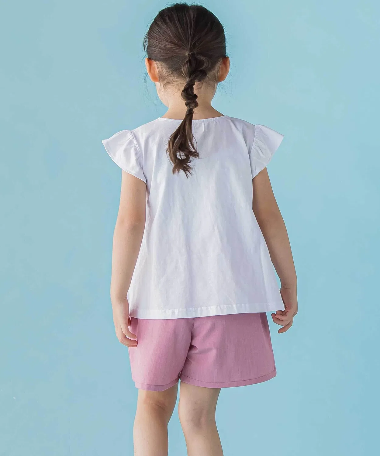 Детский комплект: топ с рюшами и бантом + юбка-шорты, BeBe Petits Pois Vert, 95-150 см, розовый — фото 3