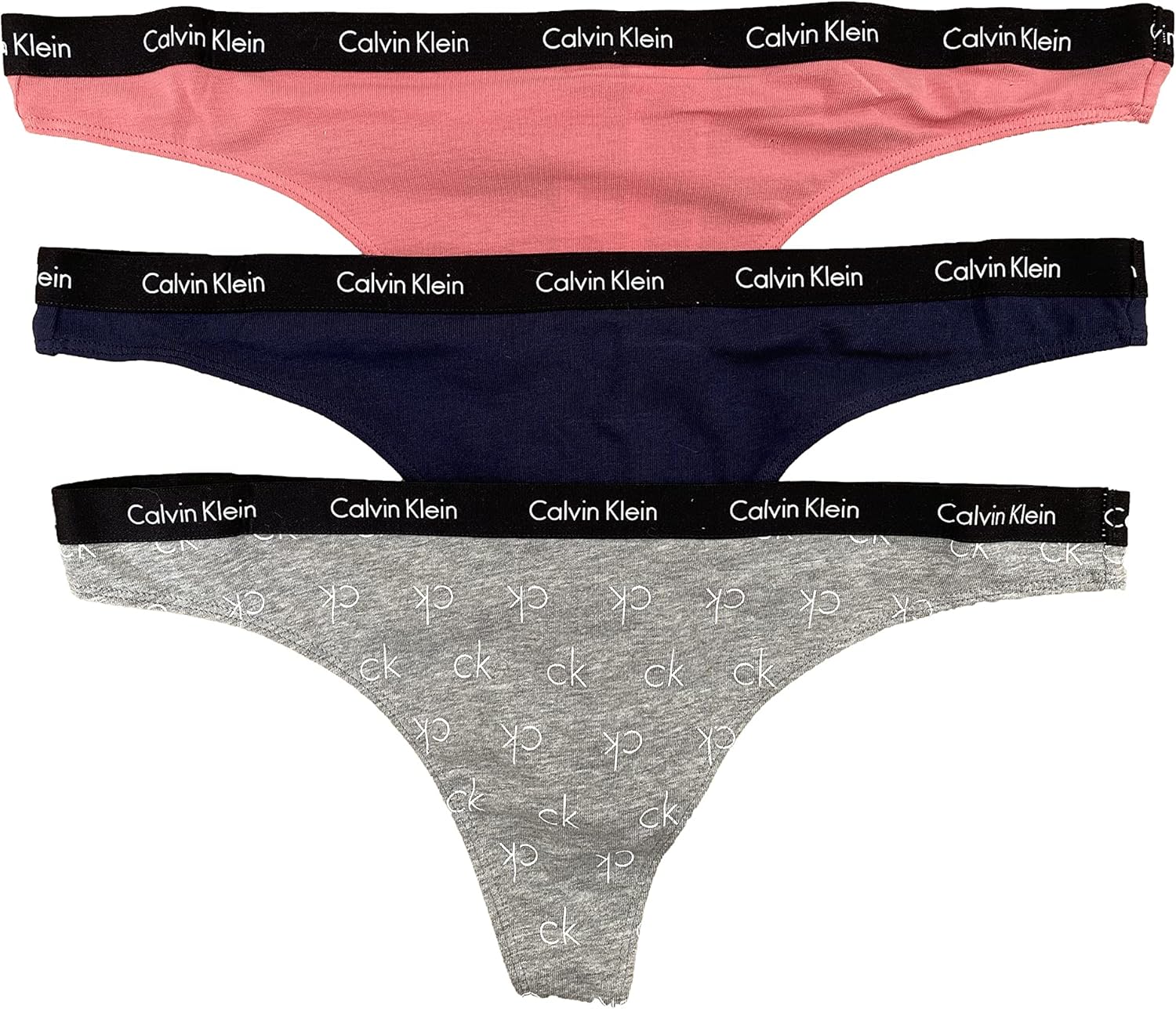 

Женские хлопковые стринги Calvin Klein Carousel, 3 шт., Grey(Qp1799-670)/Black/Ckprint