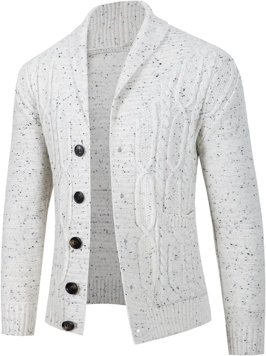 

Мужской кардиган из шерсти с воротником-шалью и карманами