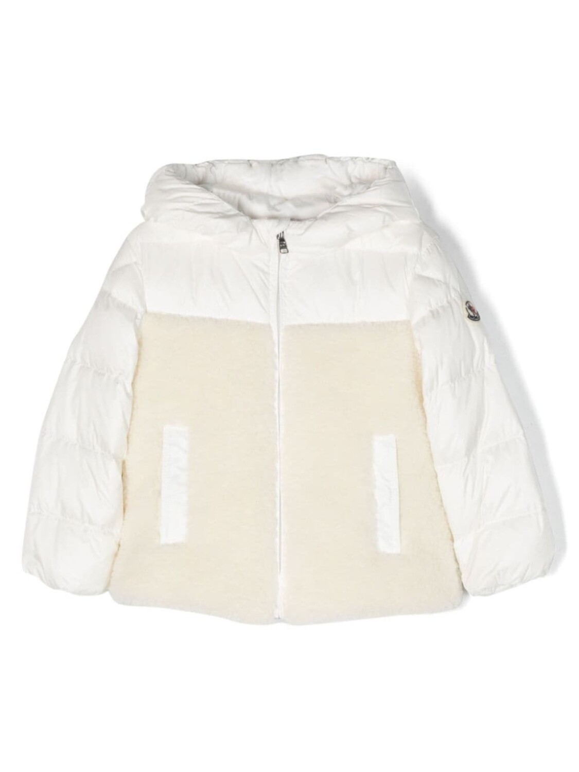 

Moncler Enfant пуховик с флисовой вставкой, белый