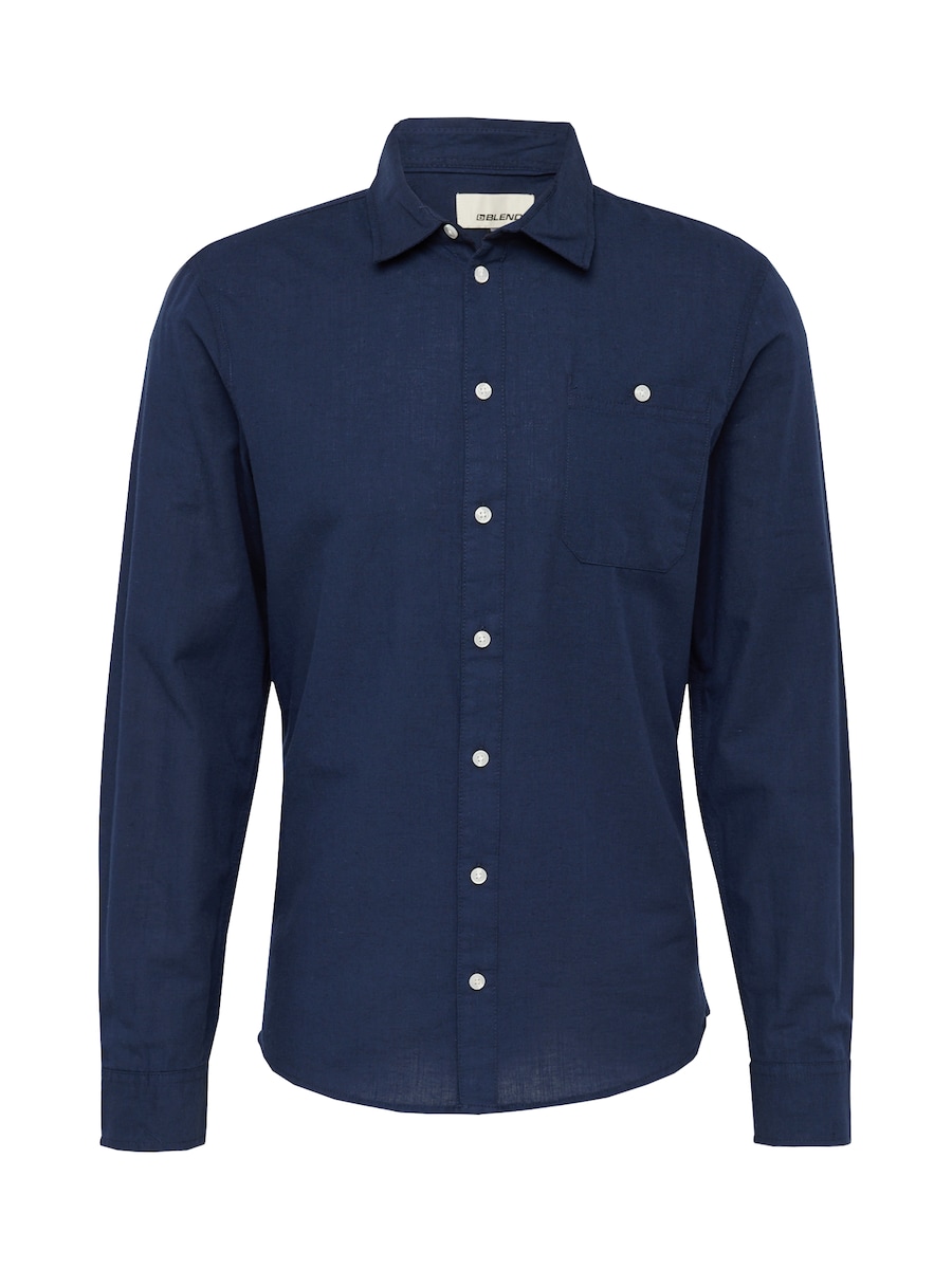 

Рубашка на пуговицах классического кроя BLEND, темно-синий