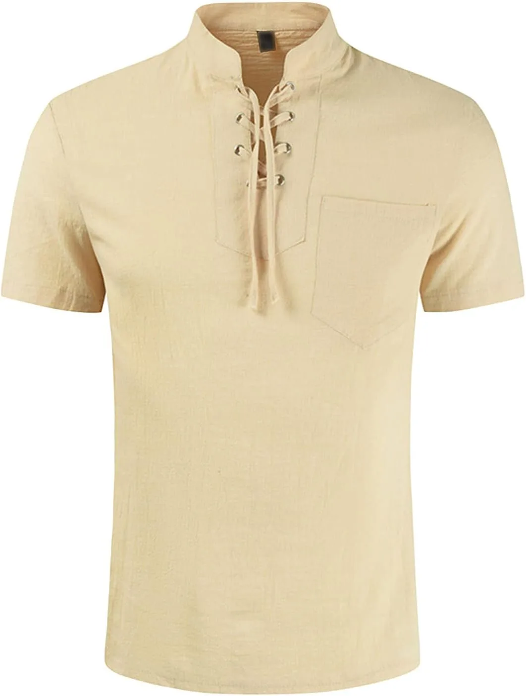 

Мужская футболка DGHM-JLMY с воротником стойкой и шнуровкой