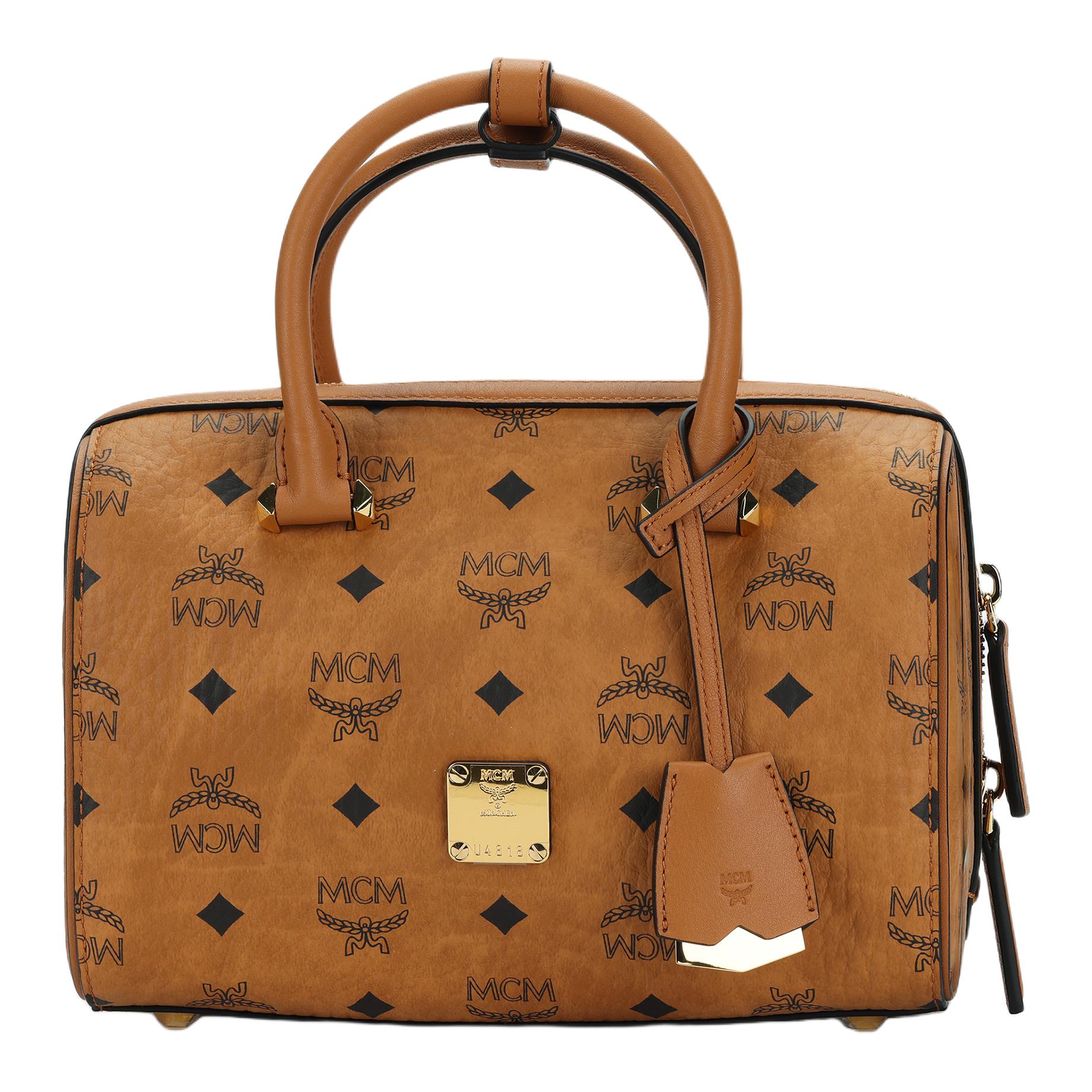

MCM ArenOriginal Visetos Сумка Бостон с Кожаной Отделкой, Через Плечо, На Одно Плечо, Женская Сумка Трампетс Унисекс Коричневый Коньяк