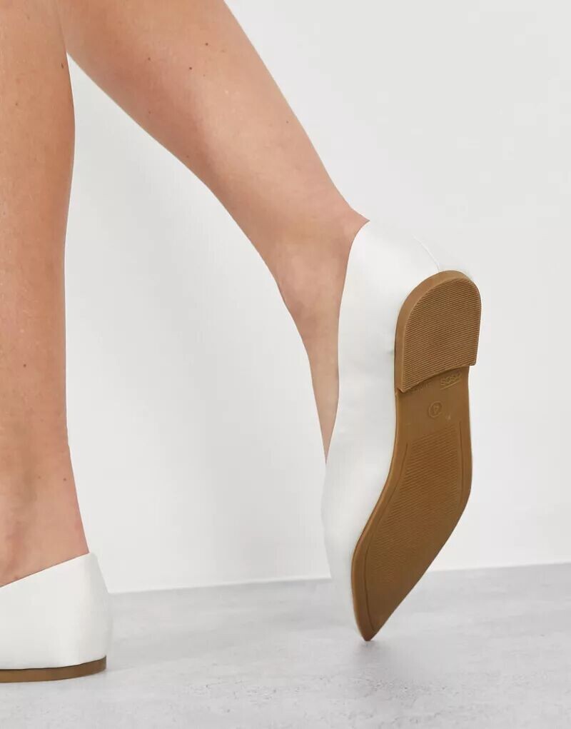 Атласные кружевные балетки цвета слоновой кости ASOS Lucky — фото 4