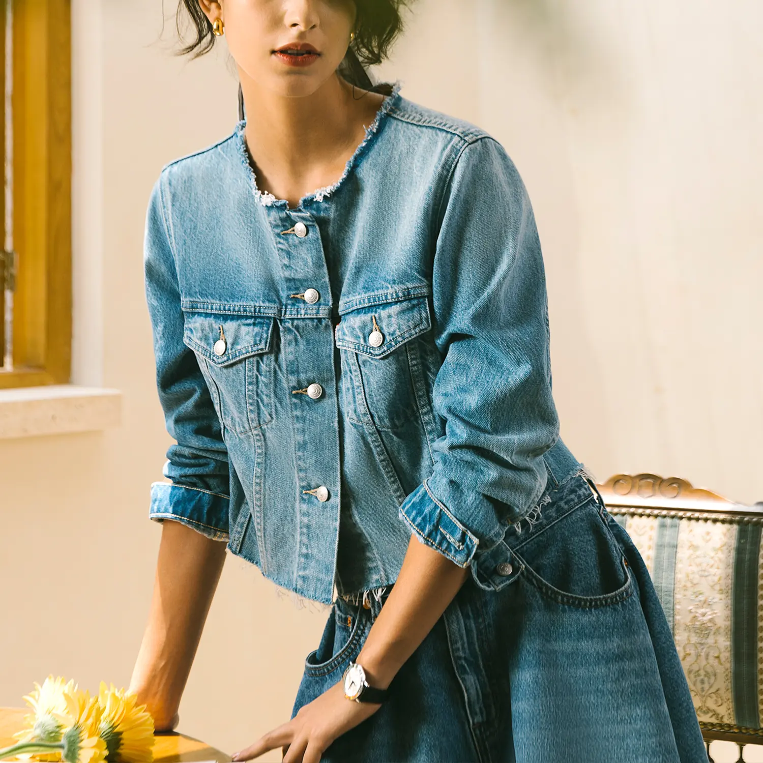 Levis Джинсовая куртка женская светло-голубая, Light Blue — фото 4