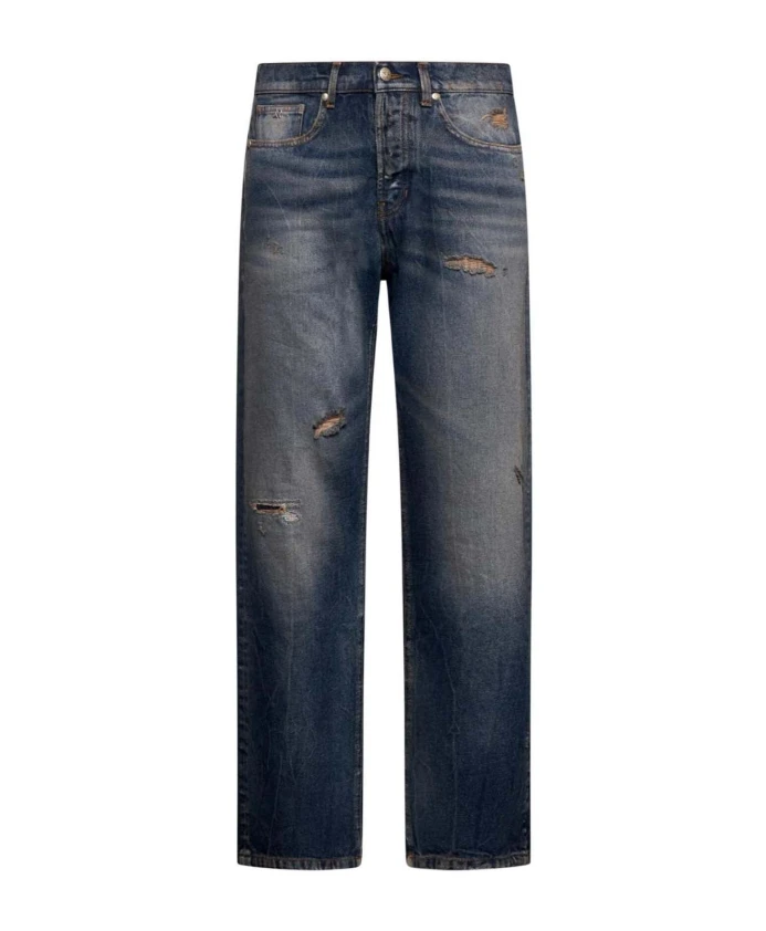 

Джинсы с эффектом потертости и рваными деталями. John Richmond, синий
