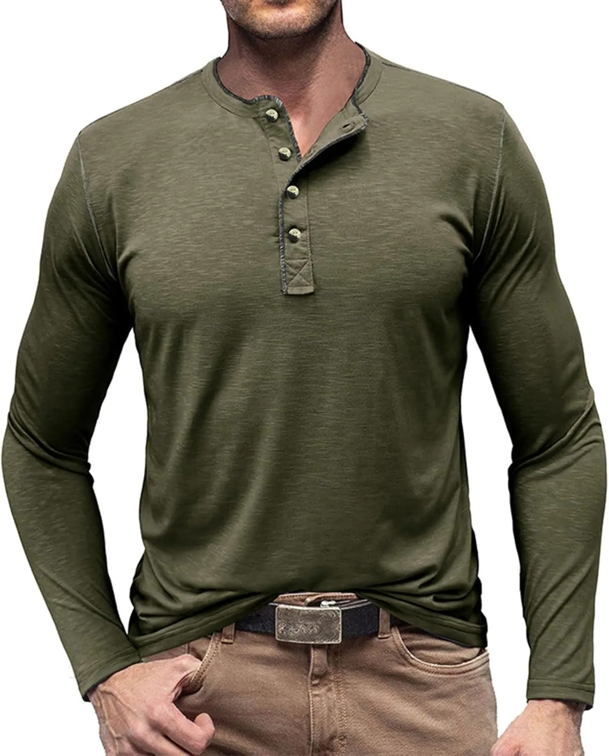 Мужская футболка с длинным рукавом Henley Slim Fit — фото 2