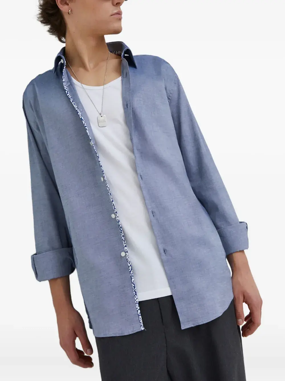 

Рубашка с узором на пуговицах Hugo, синий