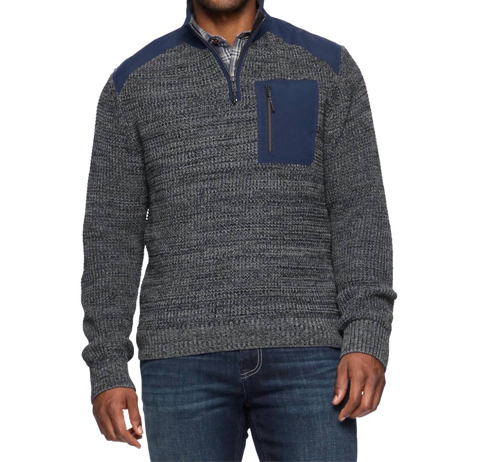 

Свитер Ventura 1/4 Zip Mixed Media в темно-синем цвете Flags & Anthem