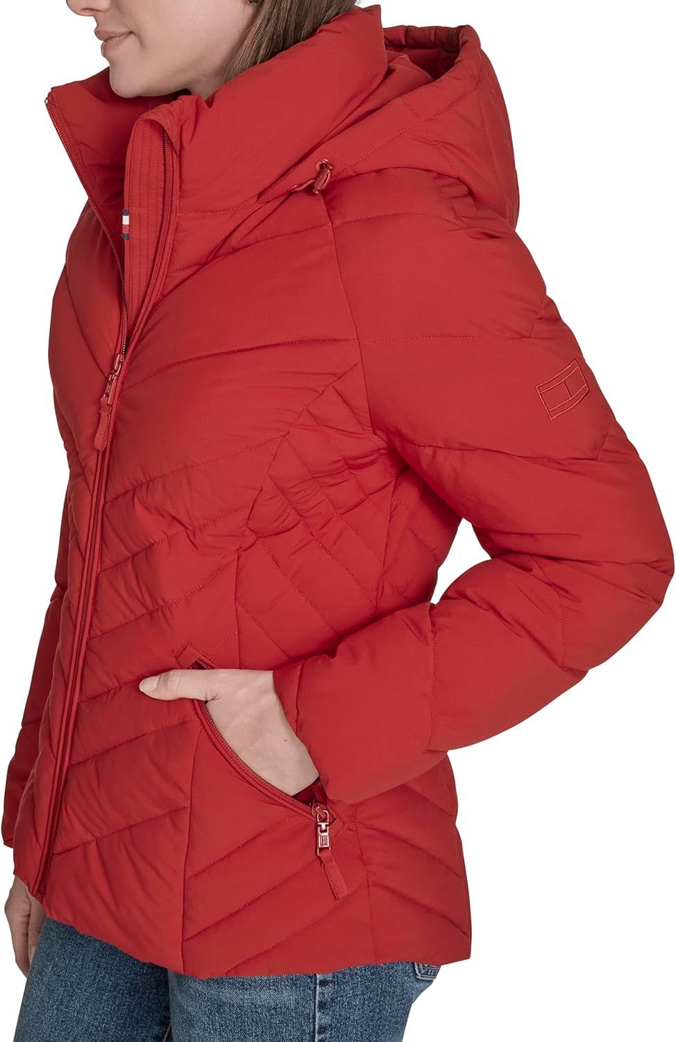 Женское легкое повседневное пальто Tommy Hilfiger с возможностью упаковки, Crimson — фото 3