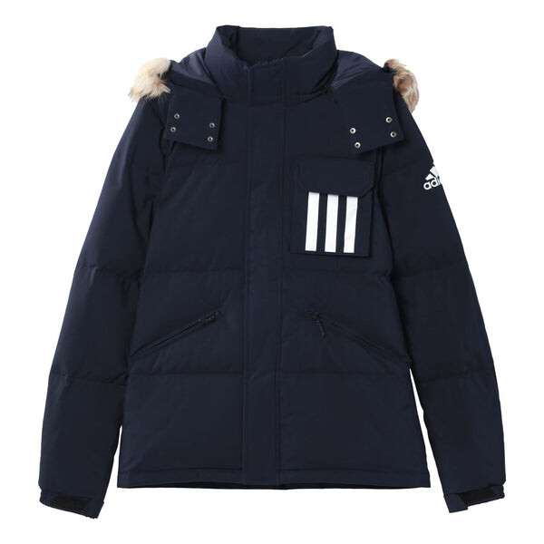 

Пуховик adidas DOWN PUFFA 3STR Outdoor hooded down Jacket Blue, синий