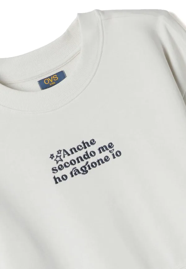 Белая толстовка с круглым вырезом, стандартного кроя. Ovs, Optical White — фото 3