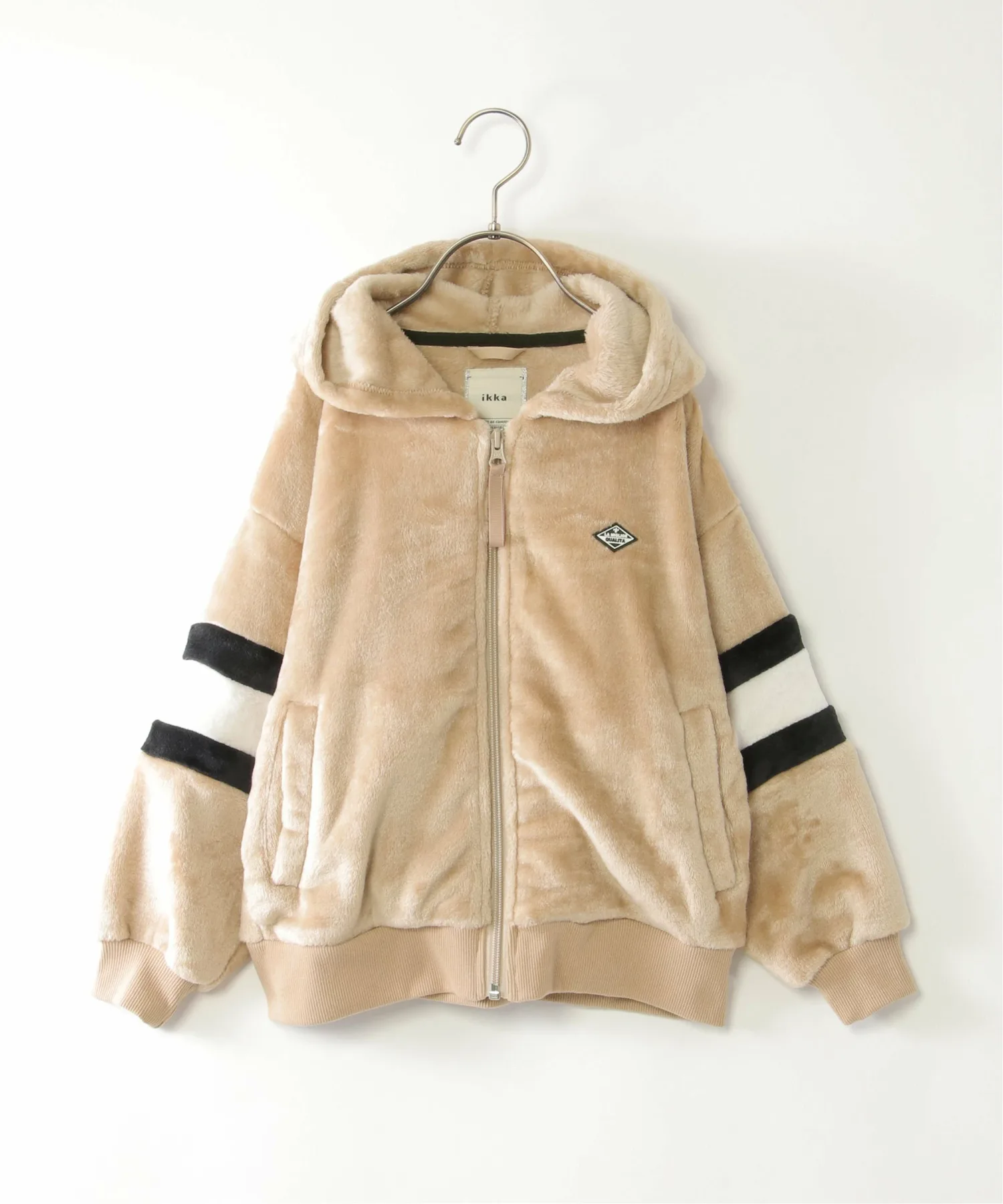 Худи с рукавами из меха и флисом (110–160 см) Ikka, beige