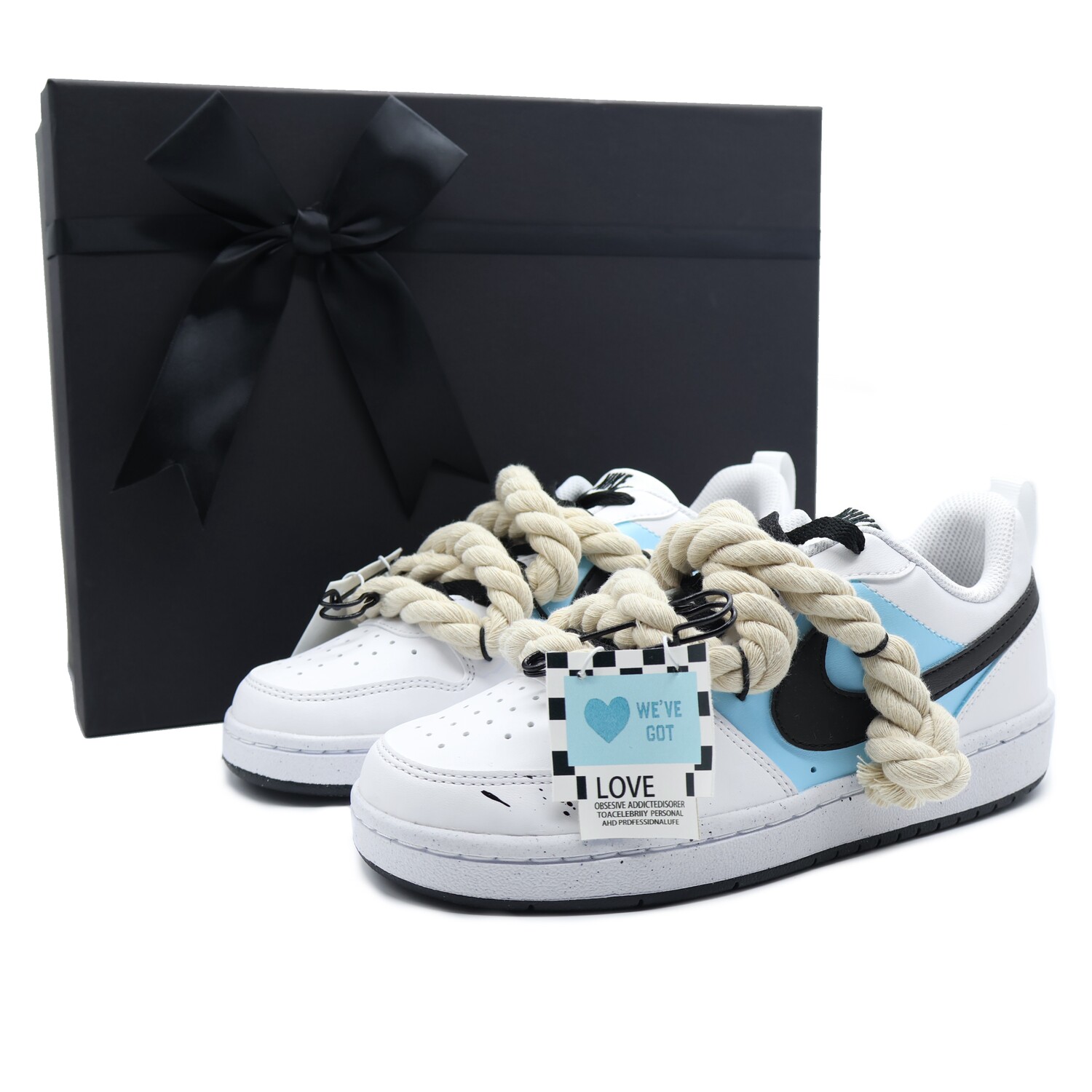 

Кроссовки Nike Court Borough Skateboarding Shoes Women's Low-top Black, White, Blue, белый