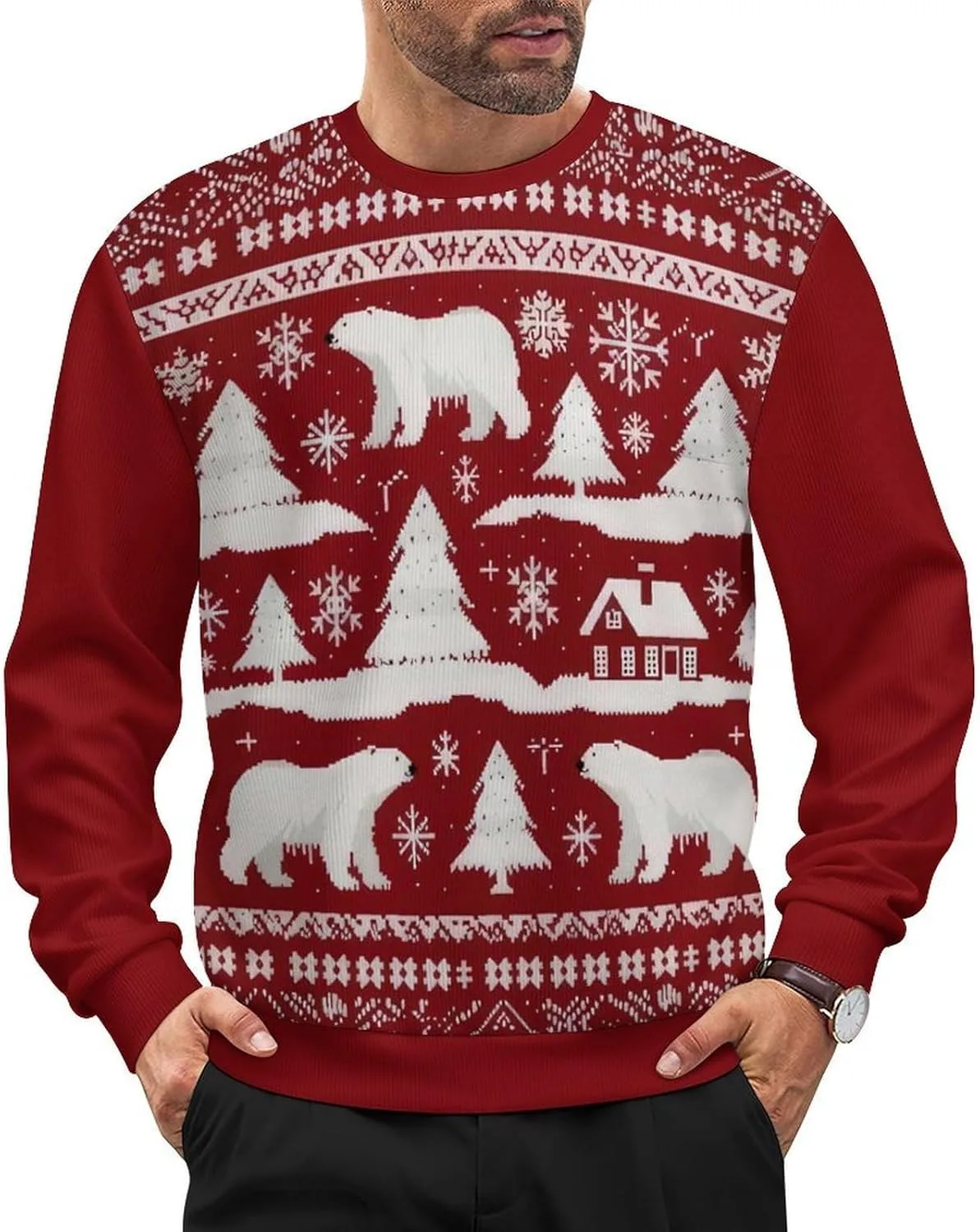 

Мужской оверсайз свитер с длинным рукавом и круглым вырезом HLSDFRES