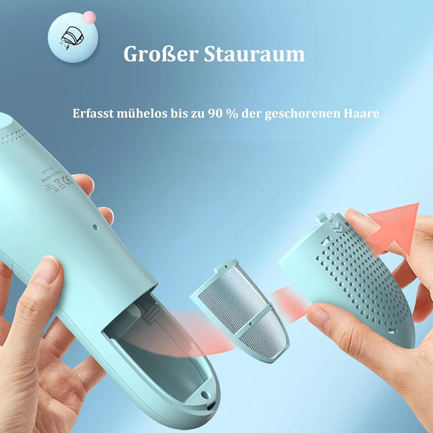 Беспроводной триммер для волос с вакуумным всасыванием Favrison, Blue With Vacuum — фото 2