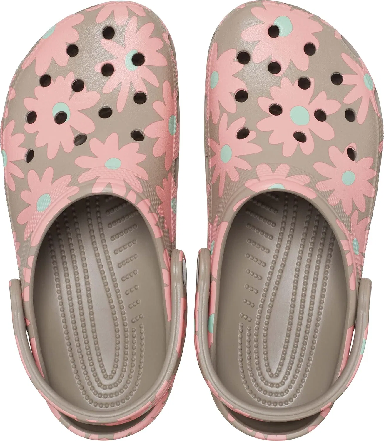 Классические деревянные сабо Crocs унисекс с цветочным принтом, Mushroom Multi — фото 4