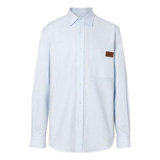 

Рубашка men's oxford cotton long sleeves shirt light blue Burberry, голубой