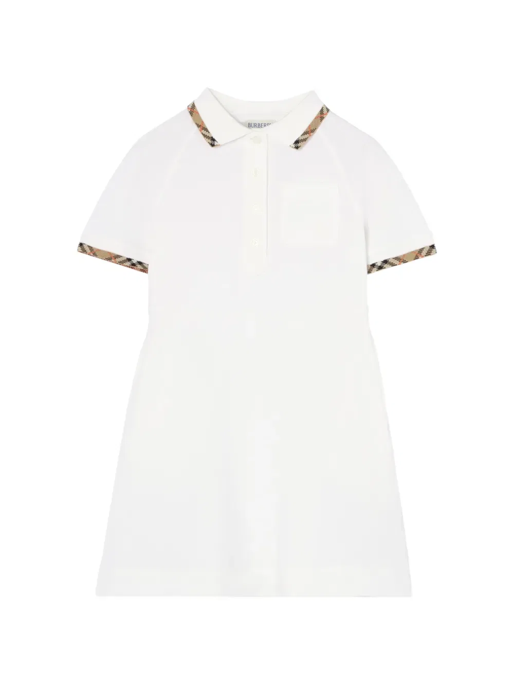 Платье-Поло из хлопка в клетку Burberry Kids, белый
