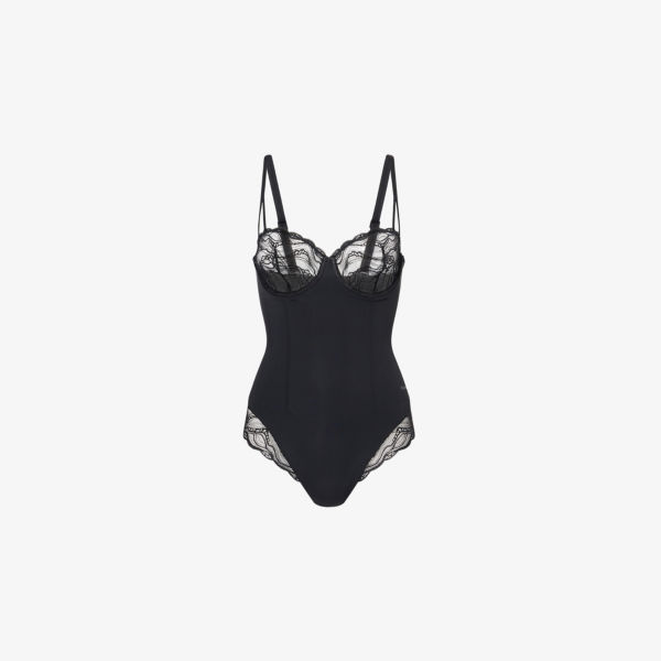 

Боди Calvin Klein с кружевными вставками, черный