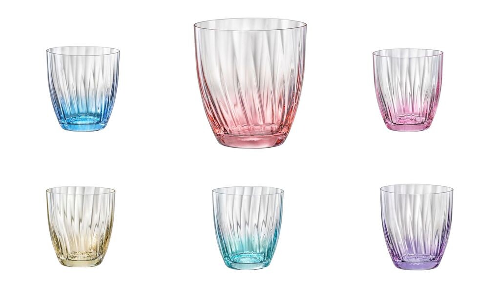 

Стаканы для воды Bohemia Crystal, стаканы для сока, модель Kate Optic, стаканы для воды разноцветные, 300 мл, набор из 6 шт