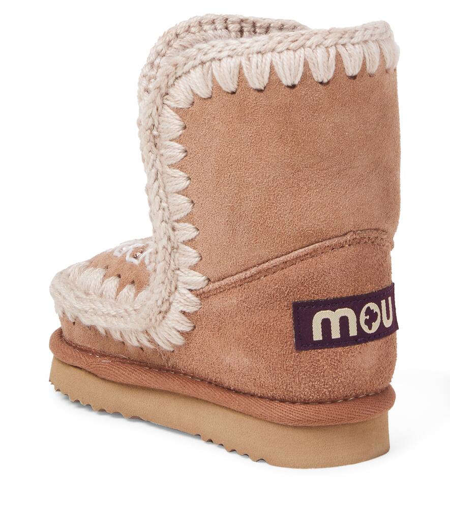 Вышитые замшевые ботинки на овчине Mou Kids, Pink Brown — фото 2