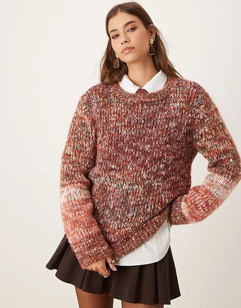 

Джемпер крупной вязки Vila из разноцветной пряжи красного и коричневого цветов