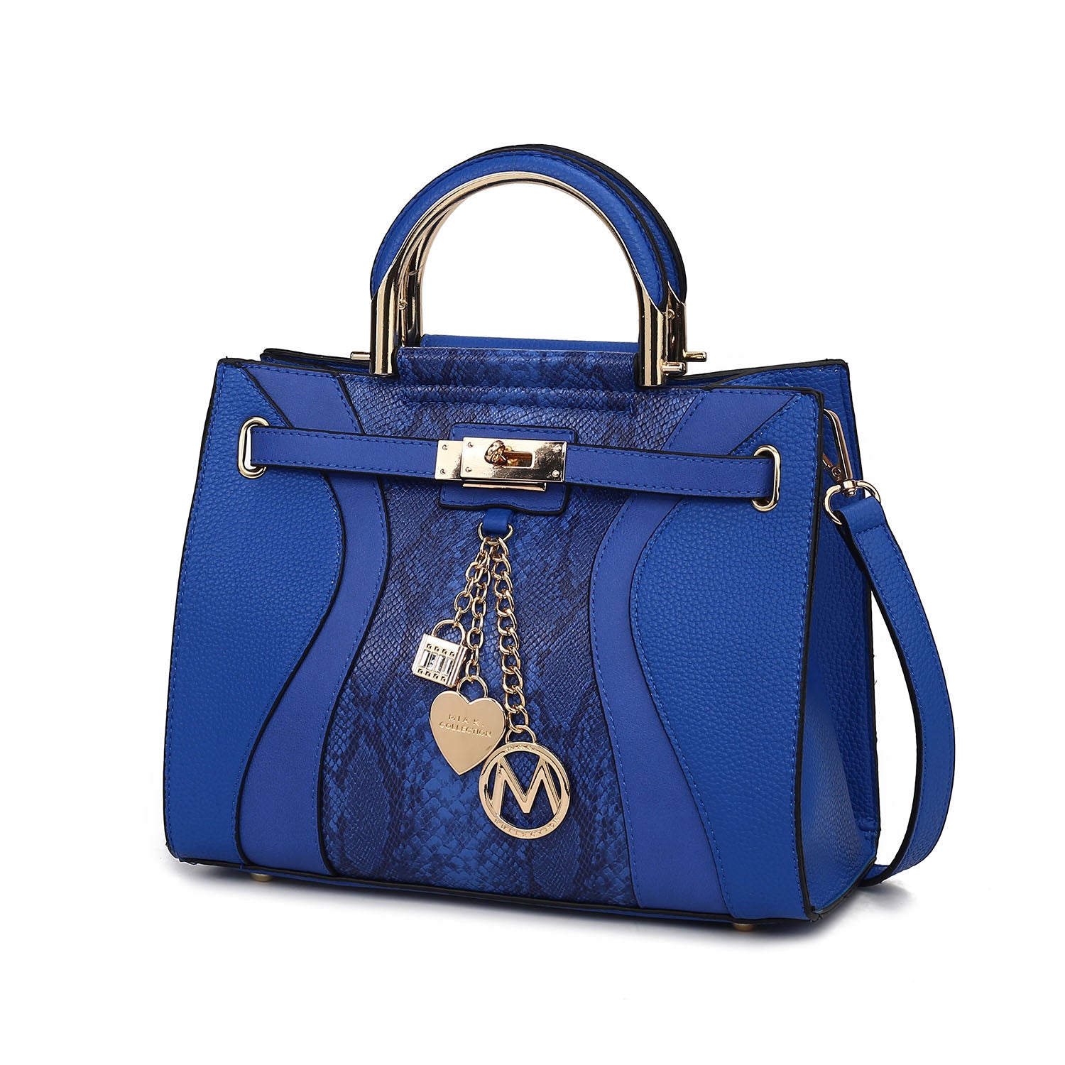 

Женская сумка-портфель из веганской кожи с тиснением под кожу змеи Cassia от Mia K MKF, синий