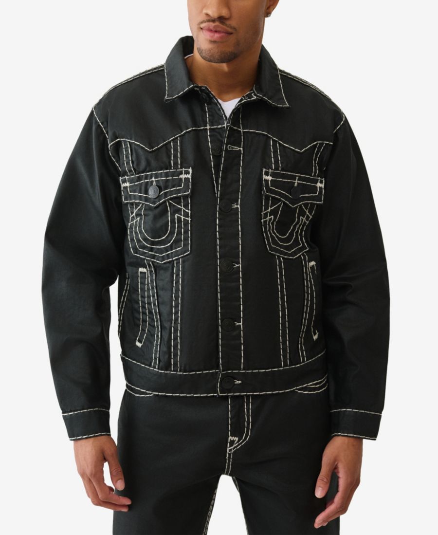 

Мужская куртка оверсайз Super-T с покрытием и пуговицами True Religion, Coated Black