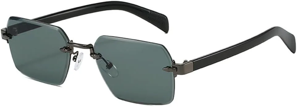 

Солнцезащитные очки без оправы для женщин, градиентные, UV400, для мужчин, в стиле панк, для занятий спортом на открытом воздухе и верховой езды UYPTK, Gun Green Gray