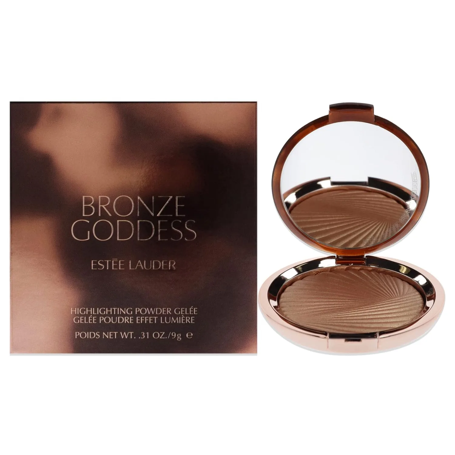 Хайлайтер-пудра Estée Lauder Bronze Goddess Highlighting Powder Gelée | Регулируемая интенсивность цвета и сияние, 0,31 унции, 02 Solar Crush - Medium Copper Bronze with Luminous Pearl