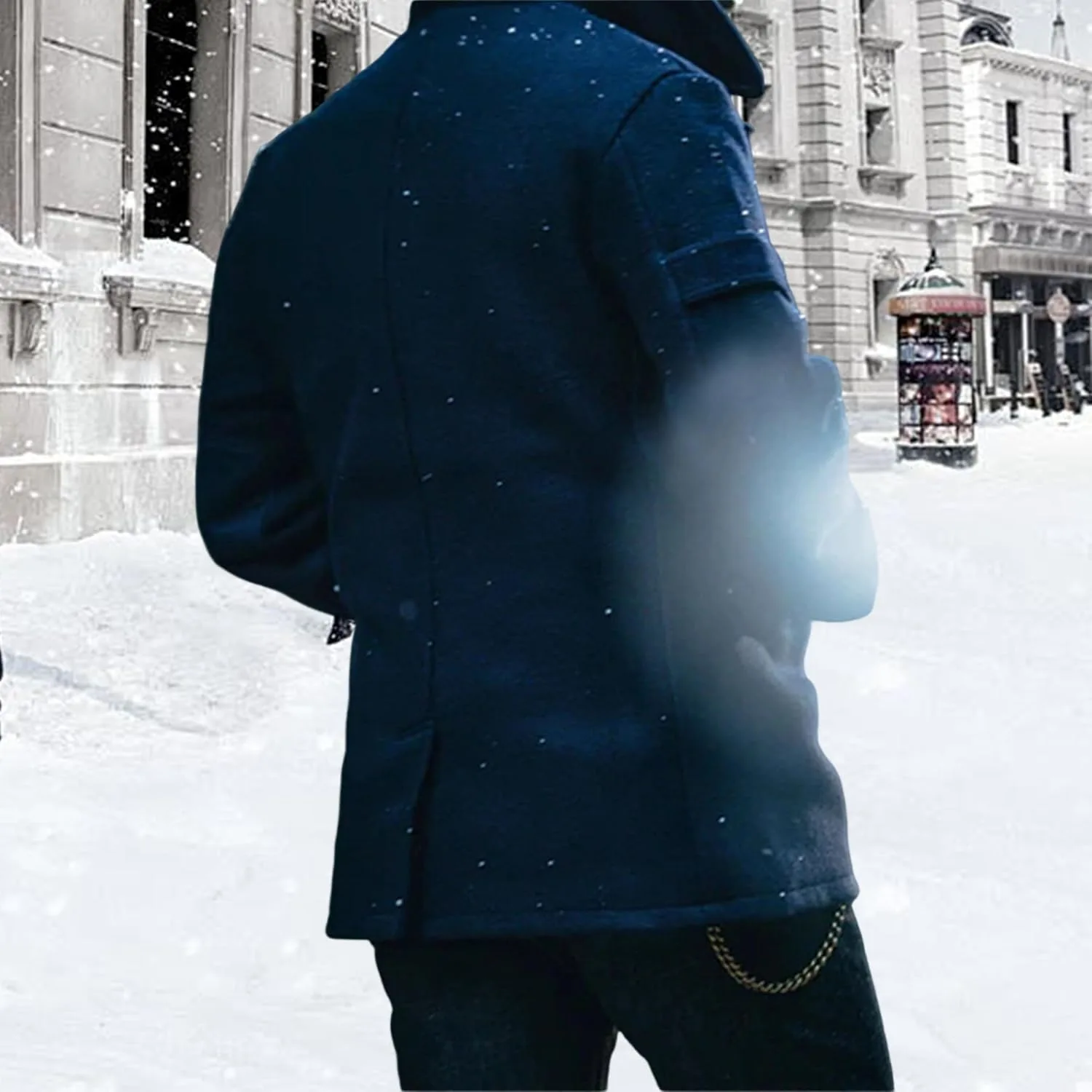 Пальто pea coat для мужчин, зимнее тренч, классический лацкан, официальный пиджак Generic, синий — фото 4
