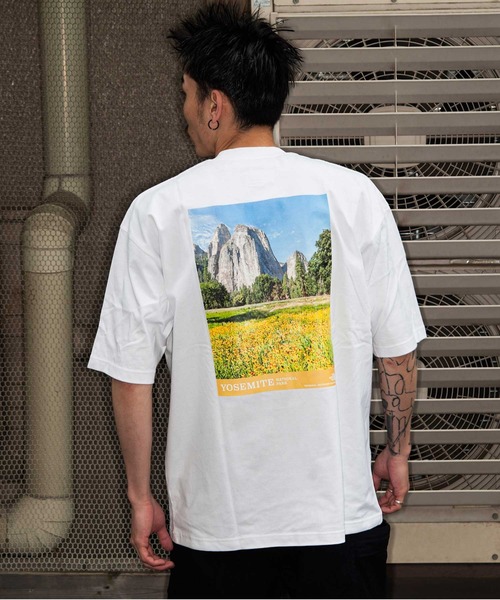 

Футболка с коротким рукавом, принт пейзажи Йосемити THE NORTH FACE, белый