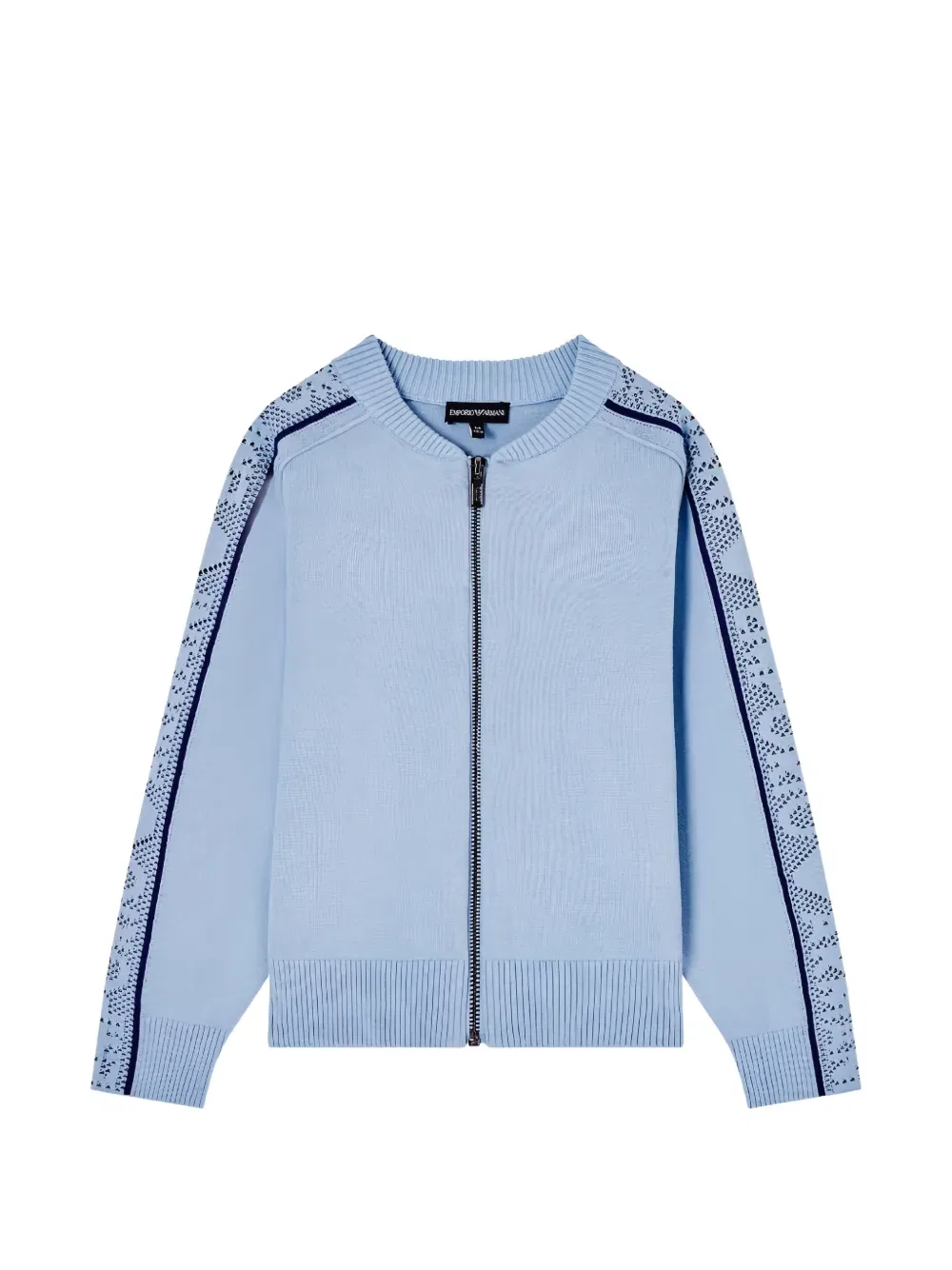 Кардиган на молнии с интарсией и логотипом Emporio Armani Kids, синий