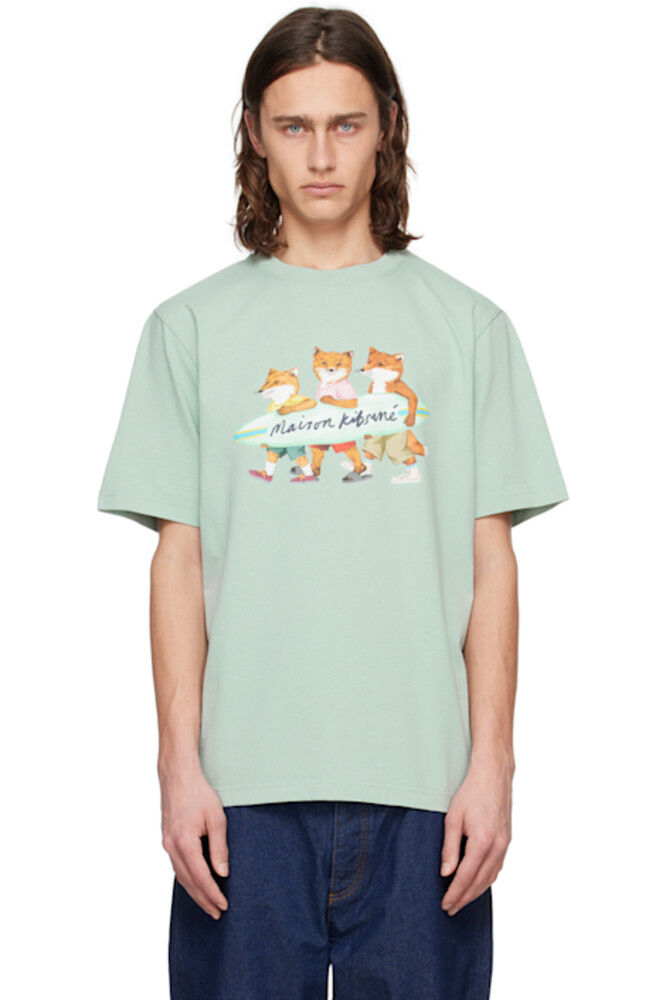 

Футболка Green Surfing Foxes Maison Kitsuné