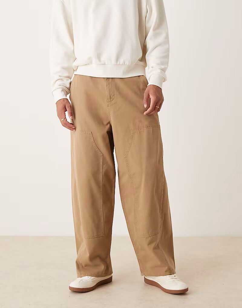 

Брюки свободного кроя светло-коричневого цвета с плотницкими деталями Asos Design