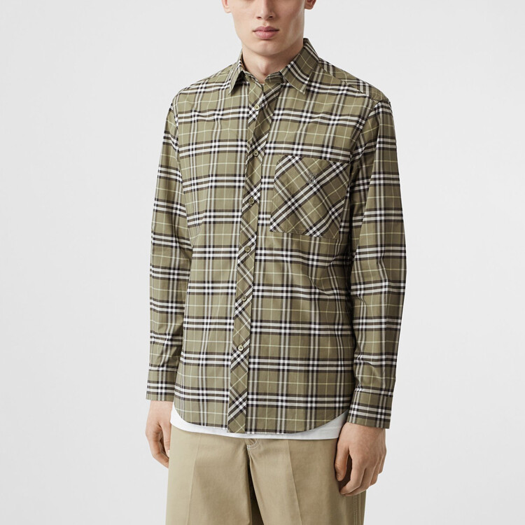 Рубашка мужская Burberry, классическая, зеленый — фото 3
