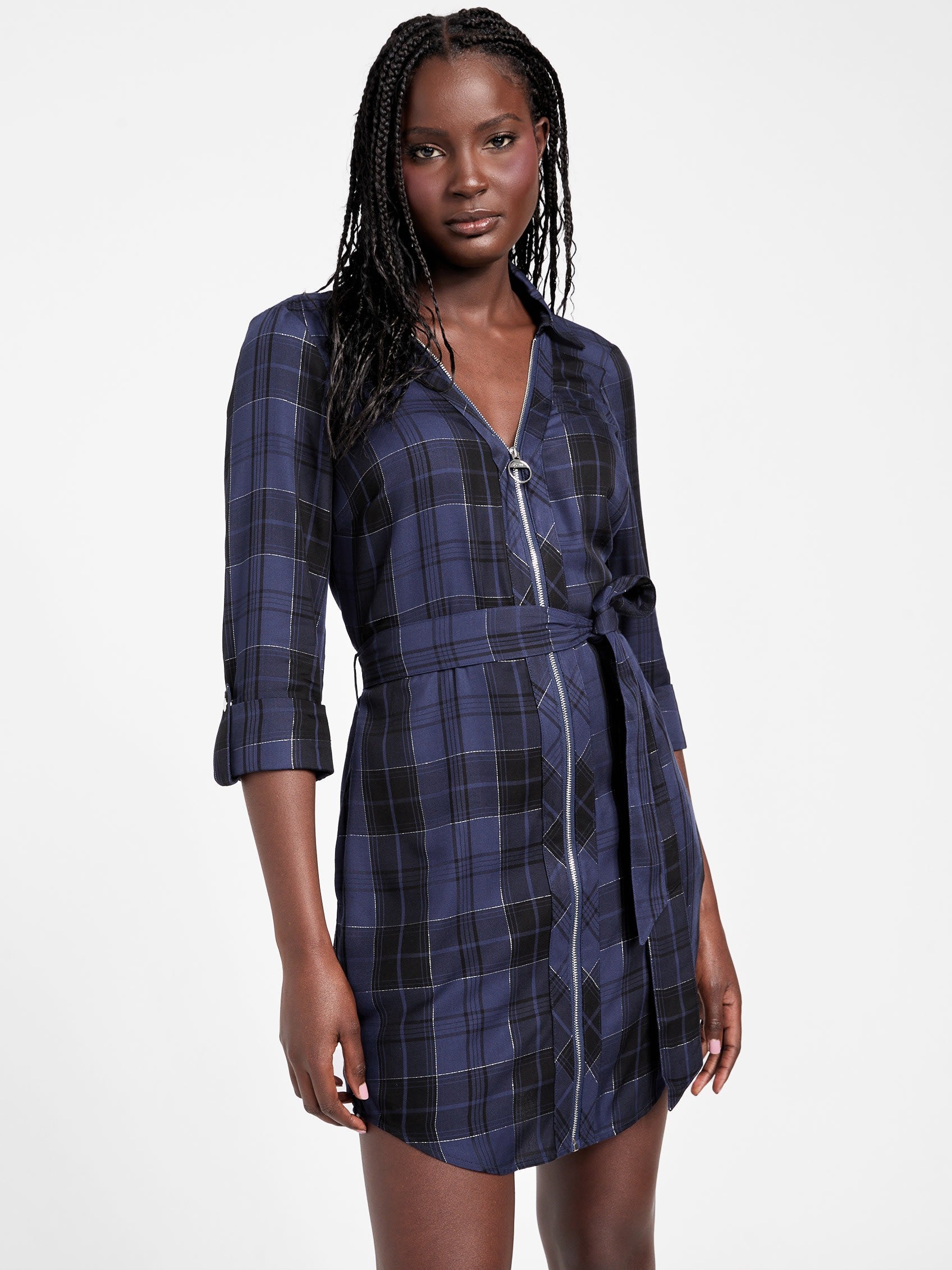 

Платье-рубашка в клетку Miracle Guess Factory, цвет wishful night navy plaid