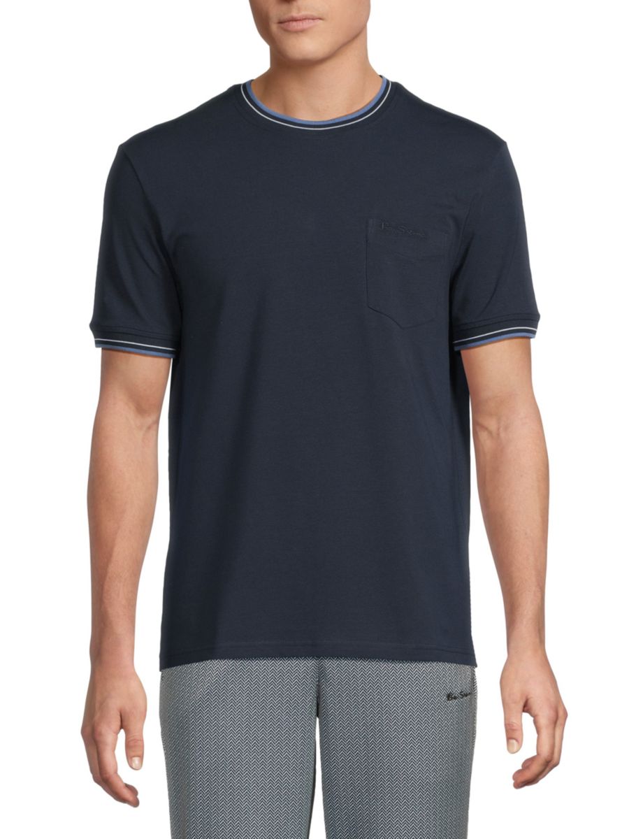 

Футболка Ringer из хлопковой смеси с фирменной надписью Ben Sherman, темно-синий