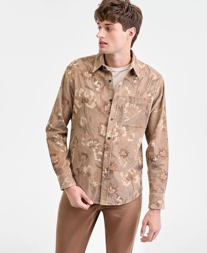 

Мужская хлопковая рубашка Woods с длинным рукавом Sun + Stone, загар/бежевый