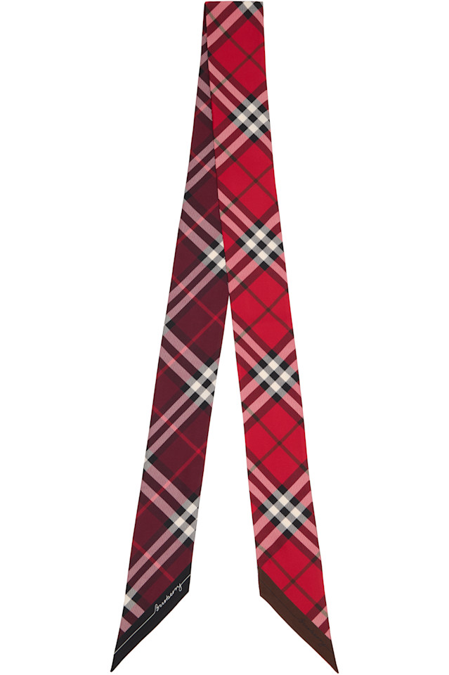 

Шелковый шарф с контрастной клеткой Skinny Burberry, мультиколор