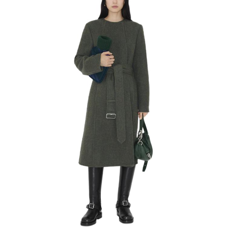 Пальто Burberry, однобортное, оливково-зеленый — фото 4
