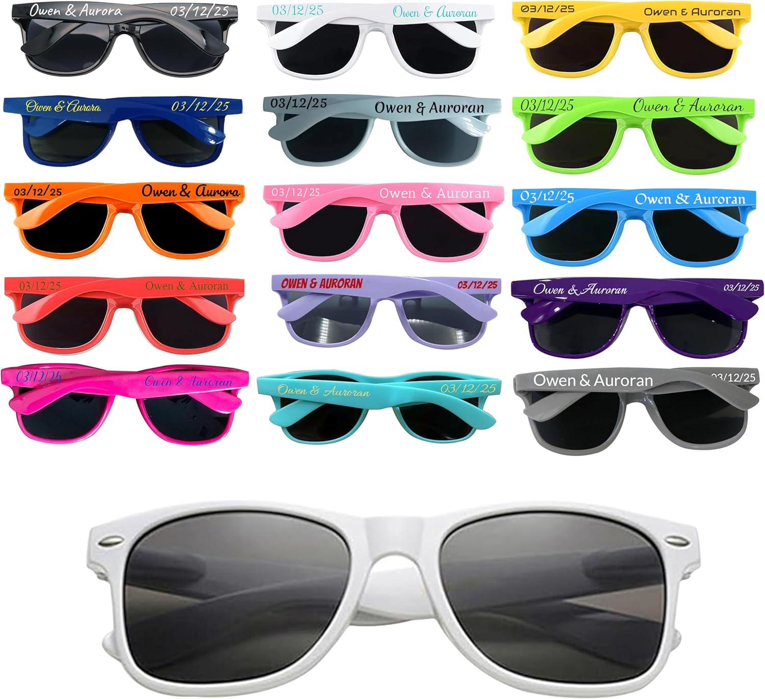 

Персонализированные праздничные очки, разноцветные тематические солнцезащитные очки, подарок для вечеринки, легкие солнцезащитные очки с нанесенным логотипом DFDG, White