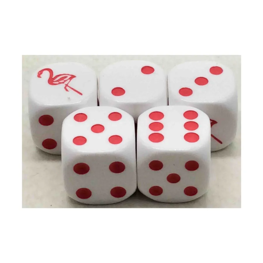 

Игральные кости с изображением фламинго d6, 16 мм — белые с розовым (5), Dice - Animal