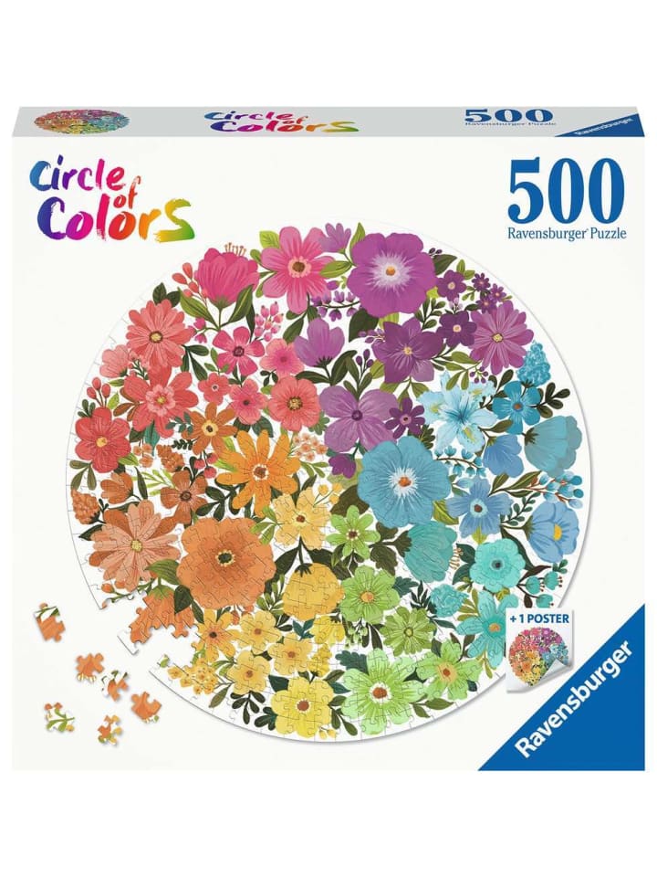 

Пазл Ravensburger, 500 деталей, Круг цветов - Цветы в красочном исполнении