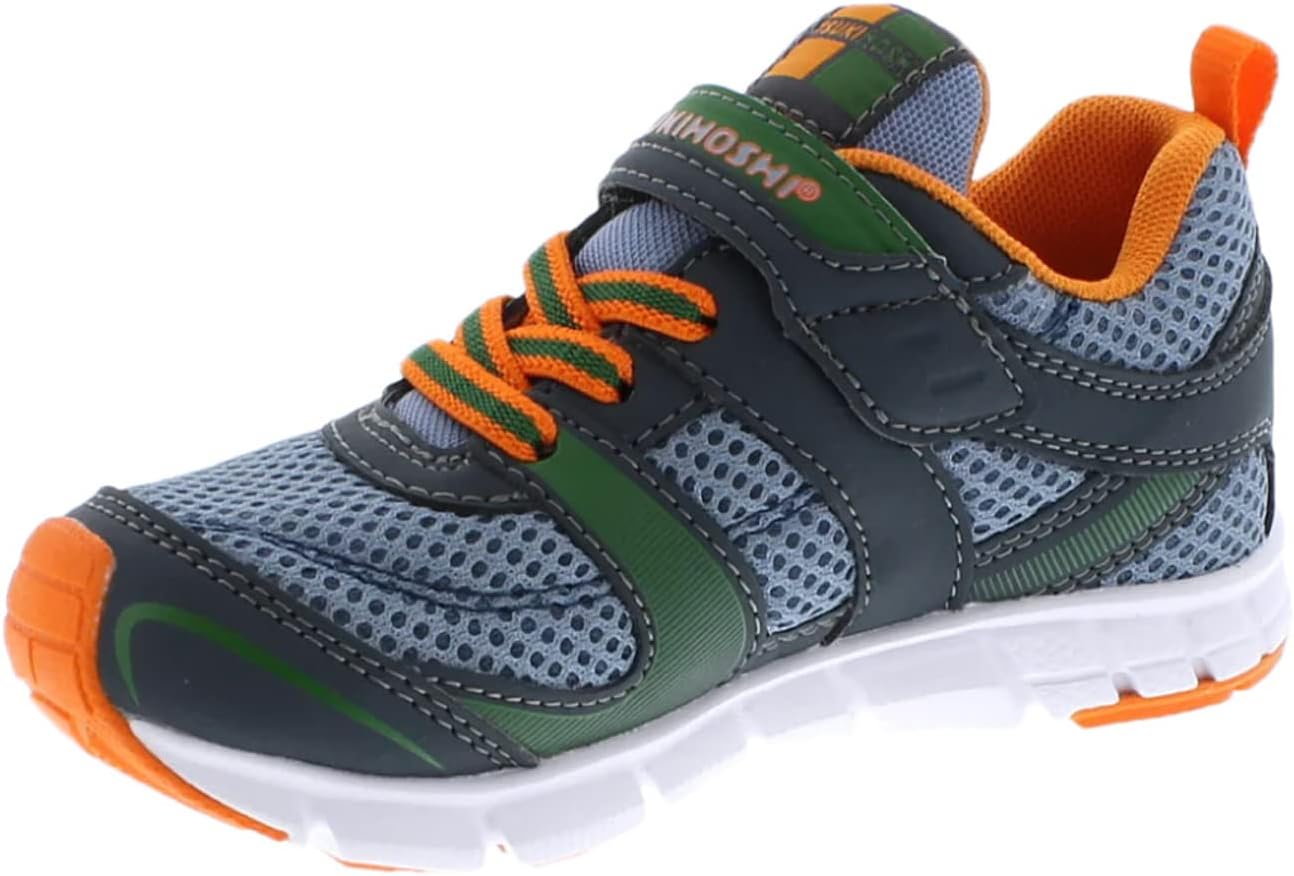 

Детские кроссовки TSUKIHOSHI Velocity - обувь для детей от 1 до 8 лет с застежкой-ремешком, пригодная для машинной стирки, с широким носком и нескользящей подошвой, Charcoal/Sea